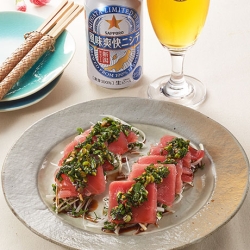 まぐろのにら醤油だれかけ