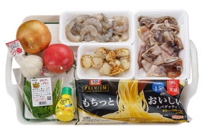 シーフードマリネの冷製パスタ