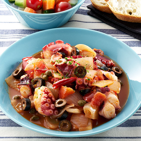 たこのピリ辛トマト煮と旬菜ピクルス - レシピナビ